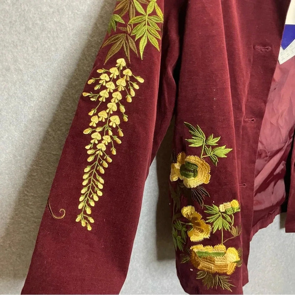 VTG Susan Graver Velvet Embroidered Jacket & Pant Set Boho Grandma Cottage NWT - Picture 5 of 11